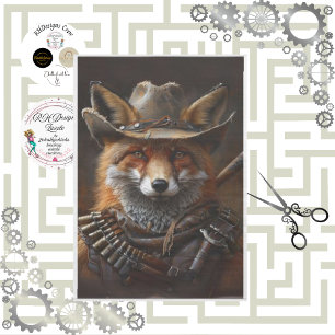 Decoupage Red Fox Steampunk Bandito Seidenpapier