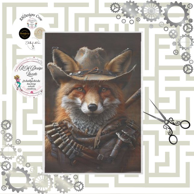 Decoupage Red Fox Steampunk Bandito Seidenpapier (Von Creator hochgeladen)