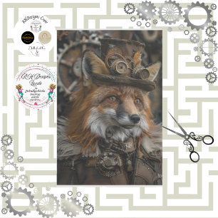 Decoupage Red Fox Steampunk Seidenpapier