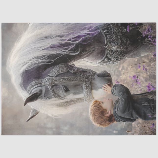 Decoupage Red Headed Boy & Seinem Majestic Horse Seidenpapier (Vorderseite)