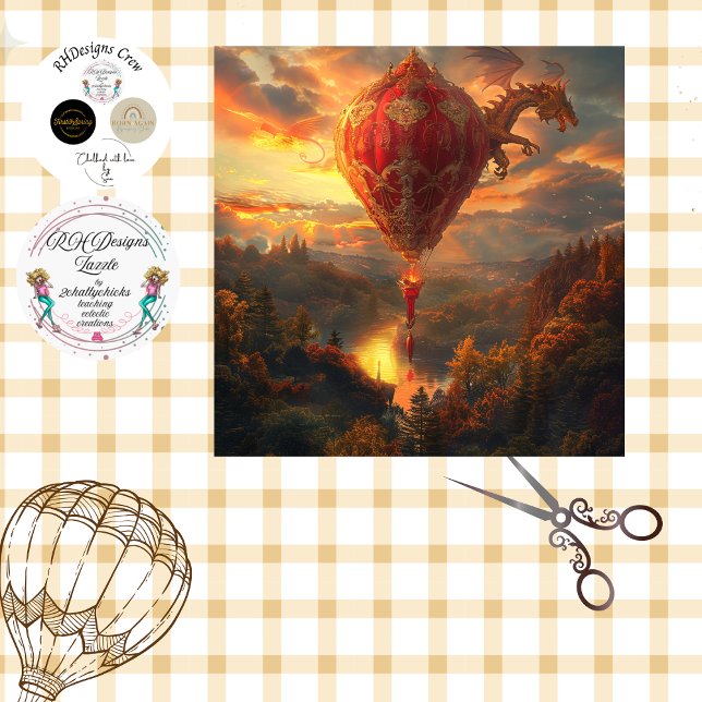 Decoupage Red Hot Air Ballon & Dragon Seidenpapier (Von Creator hochgeladen)