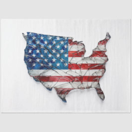Decoupage Red White Blue USA Flag Glass Effect Seidenpapier