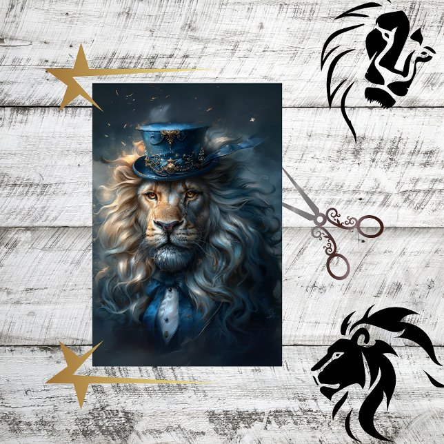 Decoupage Regal Lion Blue Anzug Ausgezeichnet Seidenpapier (Von Creator hochgeladen)
