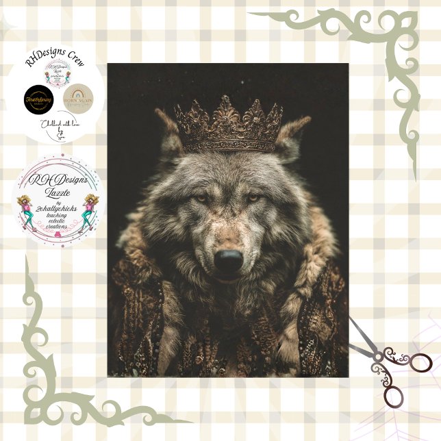 Decoupage Regal Royalty Wolf  Portrait Seidenpapier (Von Creator hochgeladen)