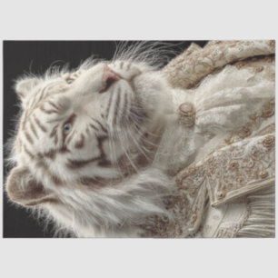 Decoupage Regal White Tiger Portrait Fantasy Nobel Seidenpapier