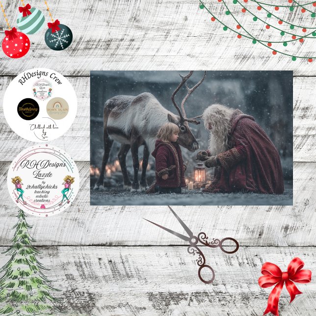 Decoupage Reindeer Child Weihnachtsfest Seidenpapier (Von Creator hochgeladen)