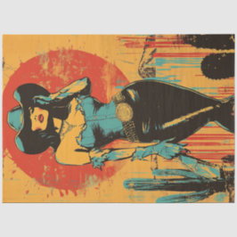 Decoupage Retro Pop Art Cowgirl Button Up Poster Seidenpapier