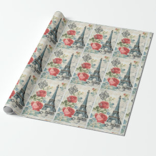 Decoupage Retro Vintage Paris Floral Weihnachten Geschenkpapier