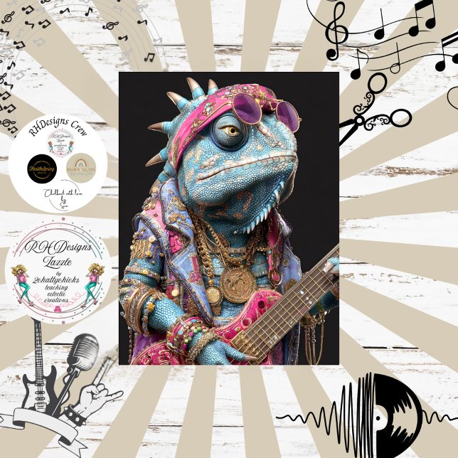 Decoupage Rockstar Chameleon Fur Feather Funk Band Seidenpapier (Von Creator hochgeladen)