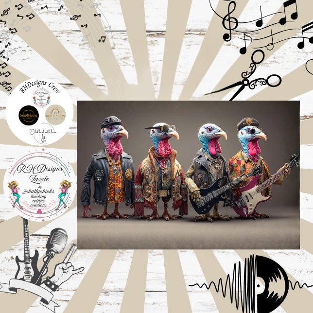 Decoupage Rockstar Truthahn Quartett Band Seidenpapier (Von Creator hochgeladen)
