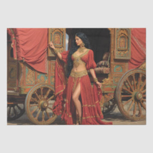 Decoupage Romani Sinti und Roma Frau Vardo Wagon Seidenpapier