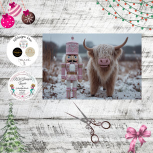 Decoupage Rosa Nussknacker & Highland-Kalb Schnee Seidenpapier