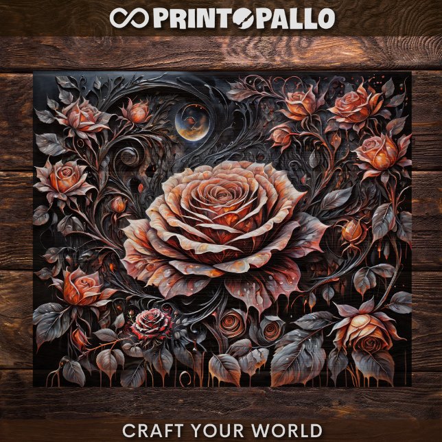 Decoupage - Rose galore auf schwarz - Seidenpapier (Von Creator hochgeladen)