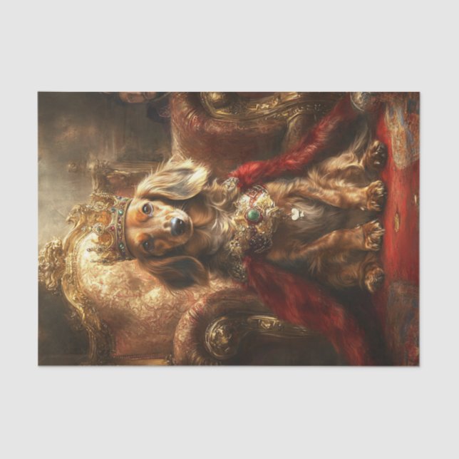 Decoupage Royal Crown Dackel Gold Throne Seidenpapier (Vorderseite)