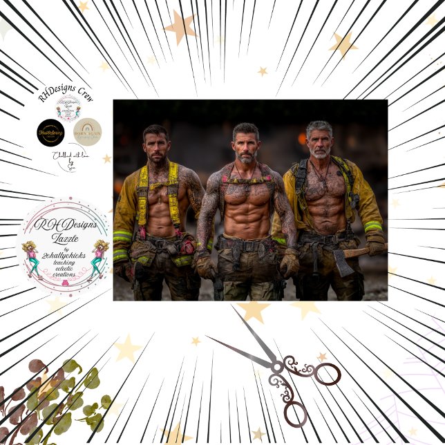 Decoupage Rugged Tattooed Firefighters Artwork Seidenpapier (Von Creator hochgeladen)