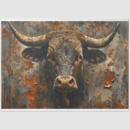 Decoupage Rusted Patina Bull Seidenpapier