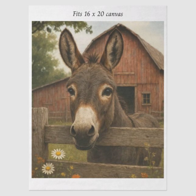 Decoupage Rustic Donkey Barn Farmhouse 16x20  Seidenpapier (Vorderseite)