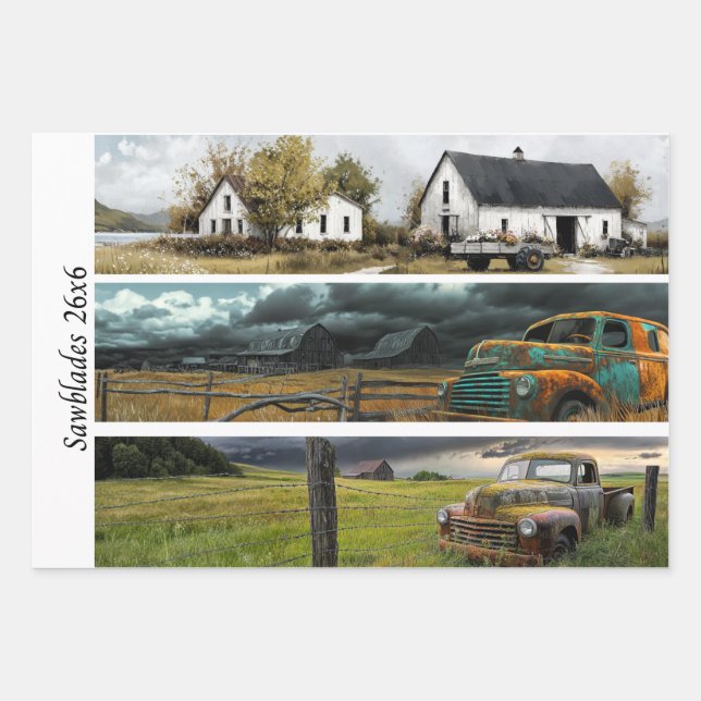 Decoupage Rustic Farm Style 26x6 for Handsaws Geschenkpapier Set (Vorderseite 2)