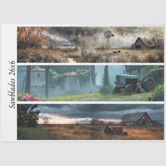 Decoupage Rustic Farm Style 26x6 for Handsaws Seidenpapier (Vorderseite)