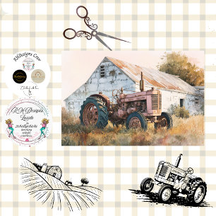 Decoupage Rustikaler Traktor & Scheune  Seidenpapier