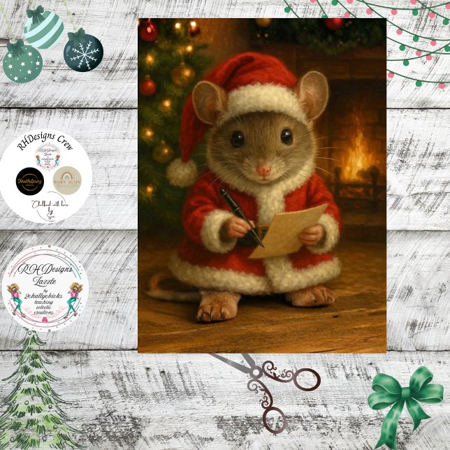 Decoupage-Santa-Maus schreibt einen Brief Seidenpapier (Von Creator hochgeladen)