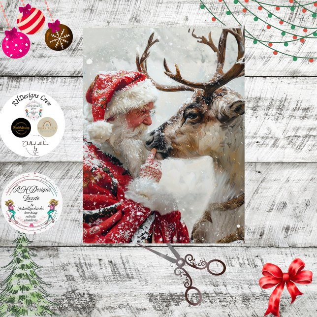 Decoupage Santa Reindeer "North Pole Whimsy" Seidenpapier (Von Creator hochgeladen)