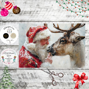 Decoupage Santa Rudolph Landschaft Nordpol Seidenpapier