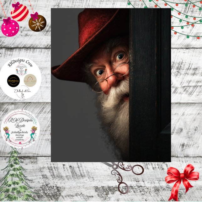 Decoupage Santa Secret Check Peeking Art Seidenpapier (Von Creator hochgeladen)