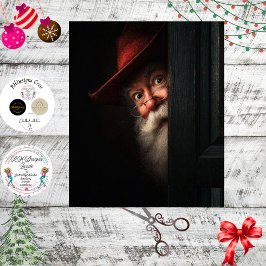 Decoupage Santa Secret Check Peeking Art Seidenpapier