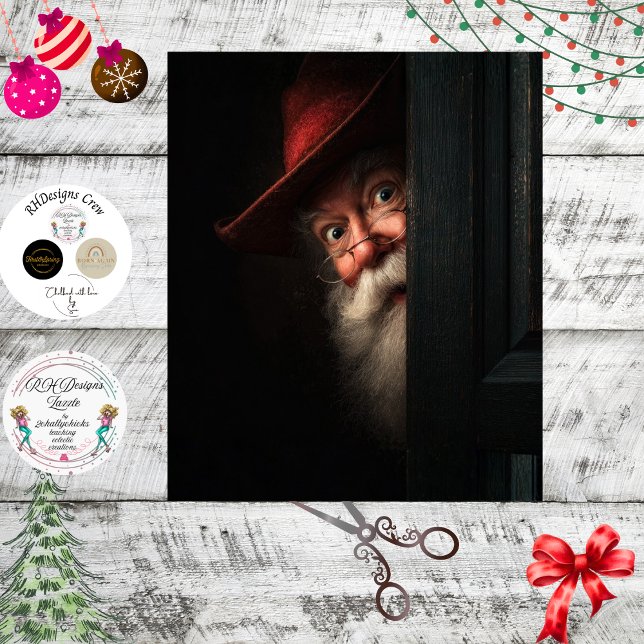 Decoupage Santa Secret Check Peeking Art Seidenpapier (Von Creator hochgeladen)