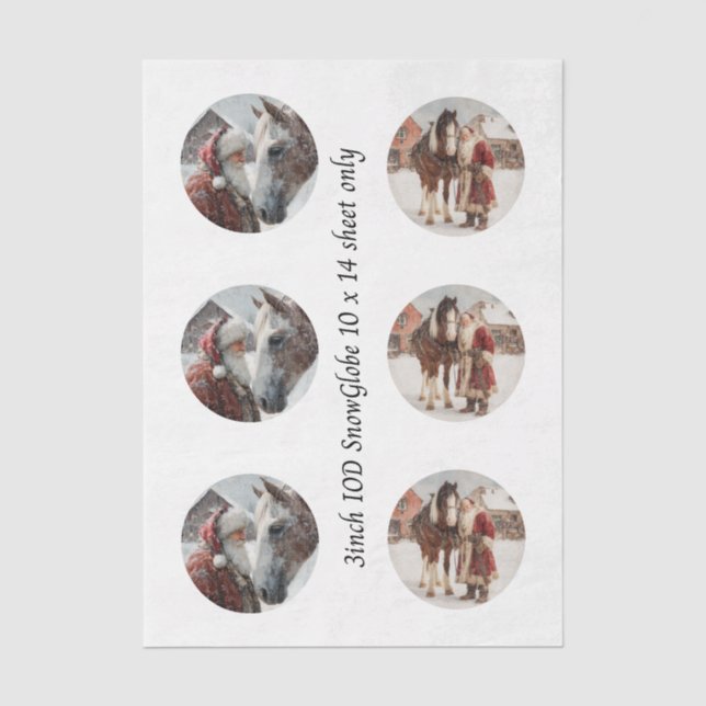 Decoupage-Schneekugel Santa & Pferd  Seidenpapier (Vorderseite)
