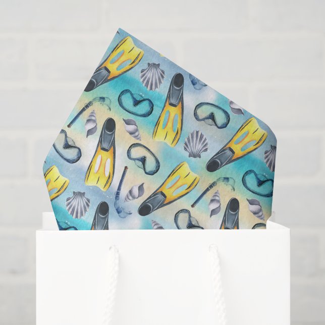Decoupage Scuba Schnorkel Geburtstagsparty Blue Seidenpapier (Geschenktüte)