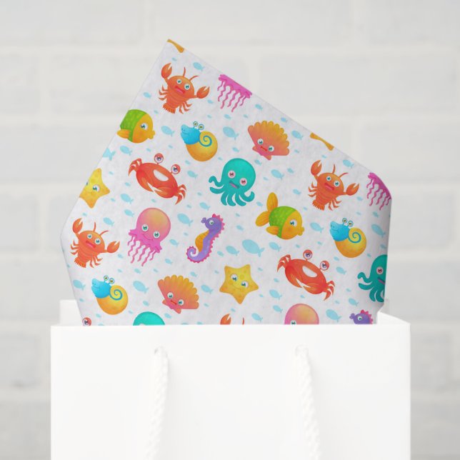 Decoupage Sea Creatures Birday Party Seidenpapier (Geschenktüte)