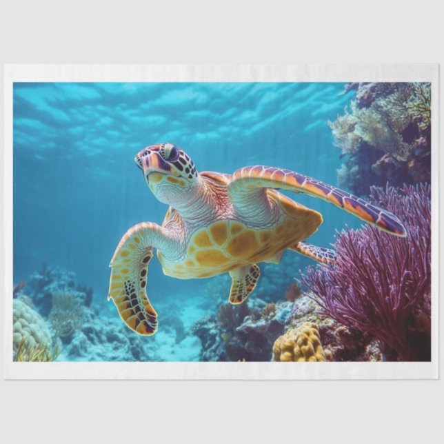 Decoupage Sea Turtle Digitale Kunst für Möbel Seidenpapier (Vorderseite)