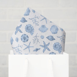 Decoupage Seashells Blue Watercolor Seidenpapier