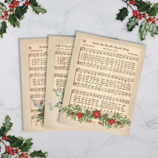 Decoupage - Set 1 Geschenkpapier Set (Vintage Christmas Sheet Music Wrapping Paper)