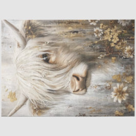 Decoupage Shaggy Highland Kuh in Sunflower Field Seidenpapier