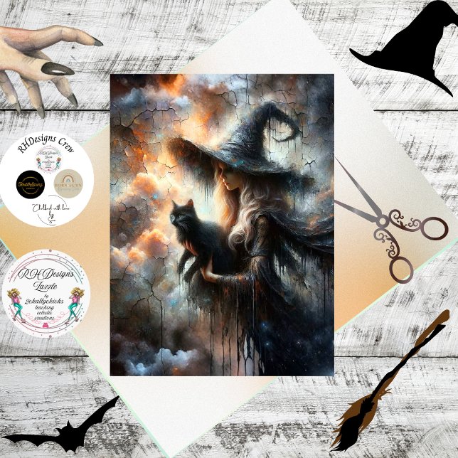 Decoupage Silver Haired Witch Glowing Artwork  Seidenpapier (Von Creator hochgeladen)