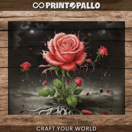 Decoupage - Single blass rote Rose - Seidenpapier