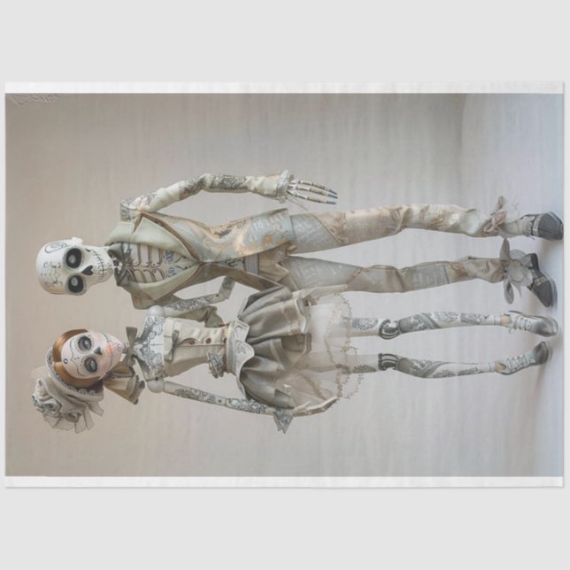 Decoupage Skeleton Couple in Liebe Seidenpapier (Vorderseite)
