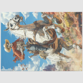 Decoupage Skeleton Cowboy on Horst in Wüste Seidenpapier