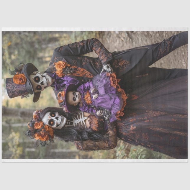 Decoupage Skeleton Family Scaselton Seidenpapier (Vorderseite)