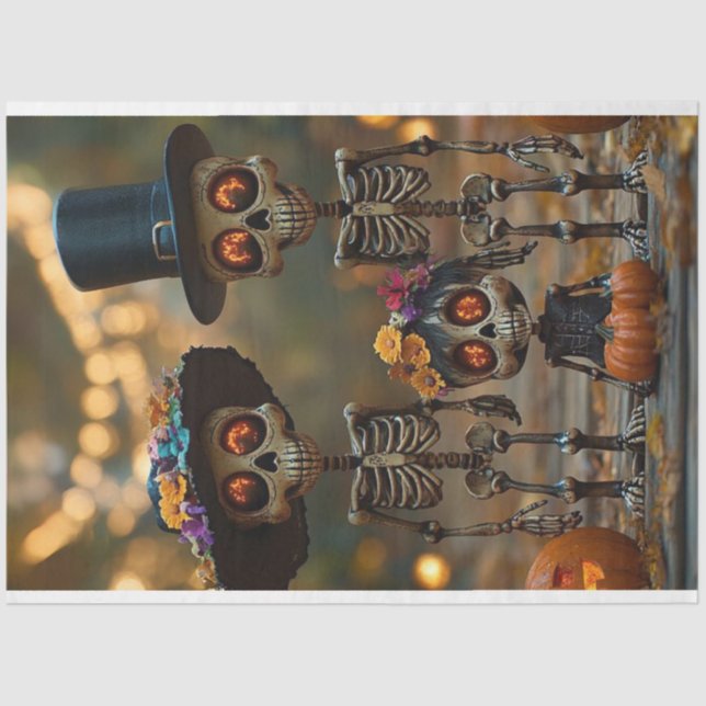 Decoupage Skeleton Family Seidenpapier (Vorderseite)