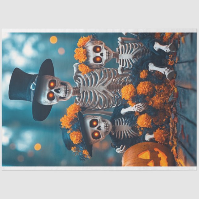 Decoupage Skeleton Family Seidenpapier (Vorderseite)