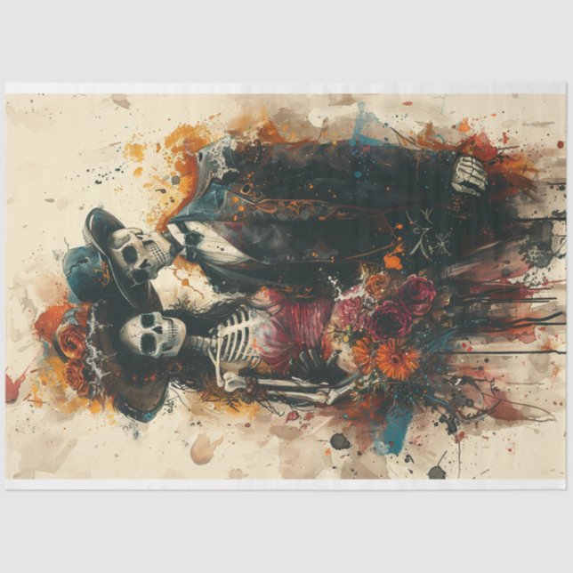 Decoupage Skeleton Party Couple Seidenpapier (Vorderseite)