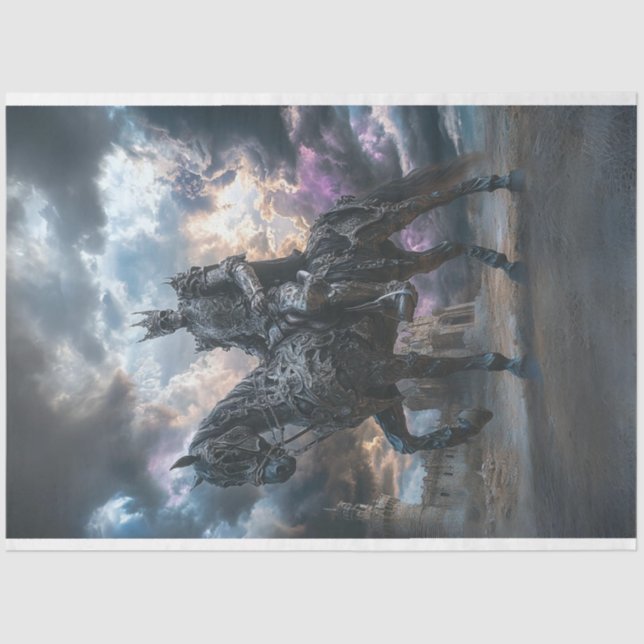 Decoupage Skeleton Ritter Silver Horse Seidenpapier (Vorderseite)