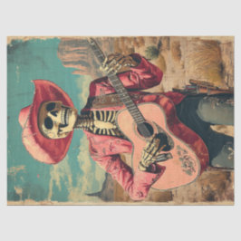 Decoupage Skeleton Sombrero Gitarrenspieler Seidenpapier