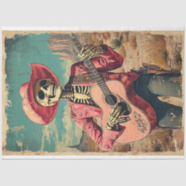 Decoupage Skeleton Sombrero Gitarrenspieler Seidenpapier