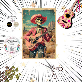 Decoupage Skeleton Sombrero Gitarrenspieler Seidenpapier