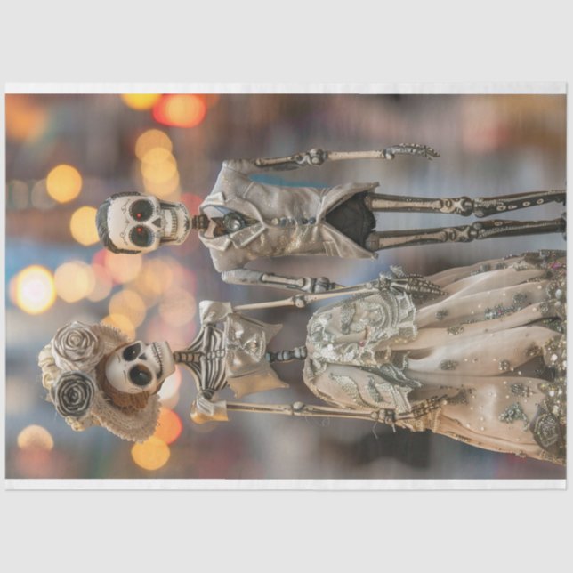 Decoupage Skeleton Verheiratet Couple Seidenpapier (Vorderseite)